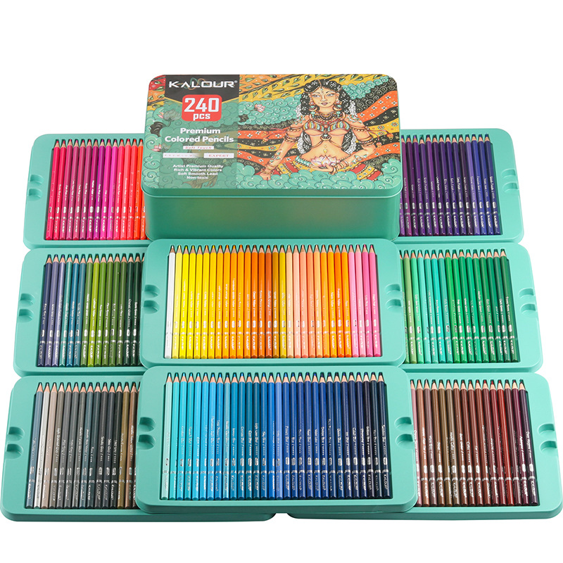 Colored Pencil Professional - KALOUR 240 Kleuren Luxe IJzeren Doos