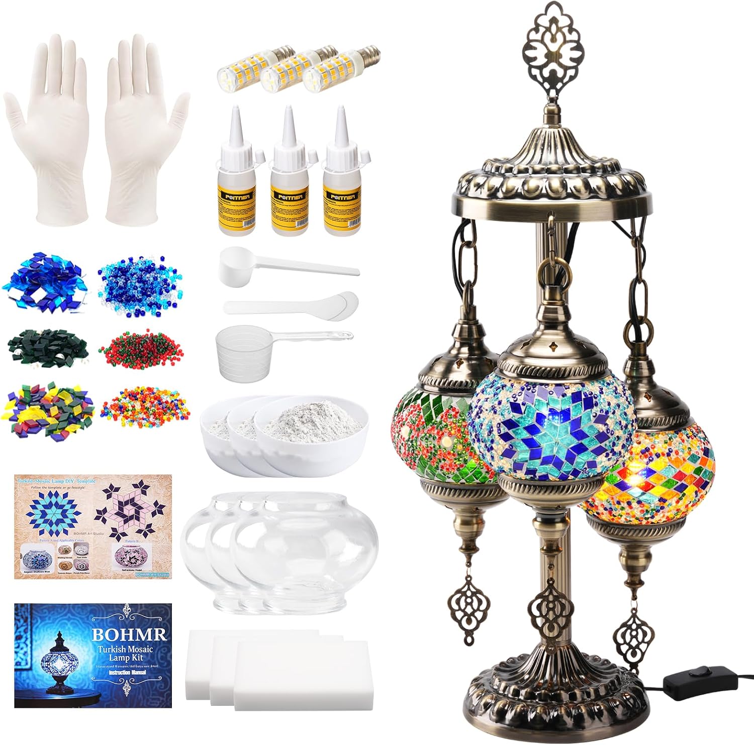 Art Craft Easy - DIY 3-delige Turkse mozaïeklampset, 23 inch