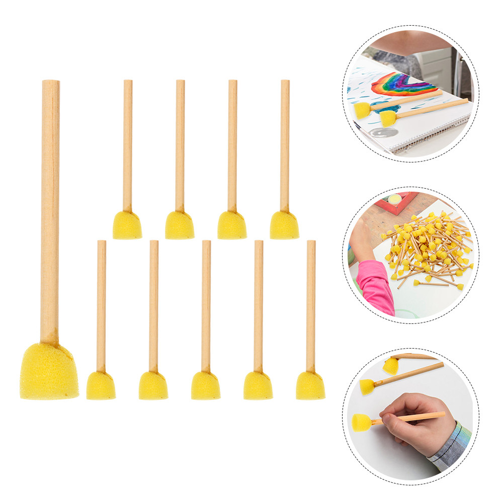 Art Craft Blend - 10 stuks kunstschuimborstels, ronde penselen met