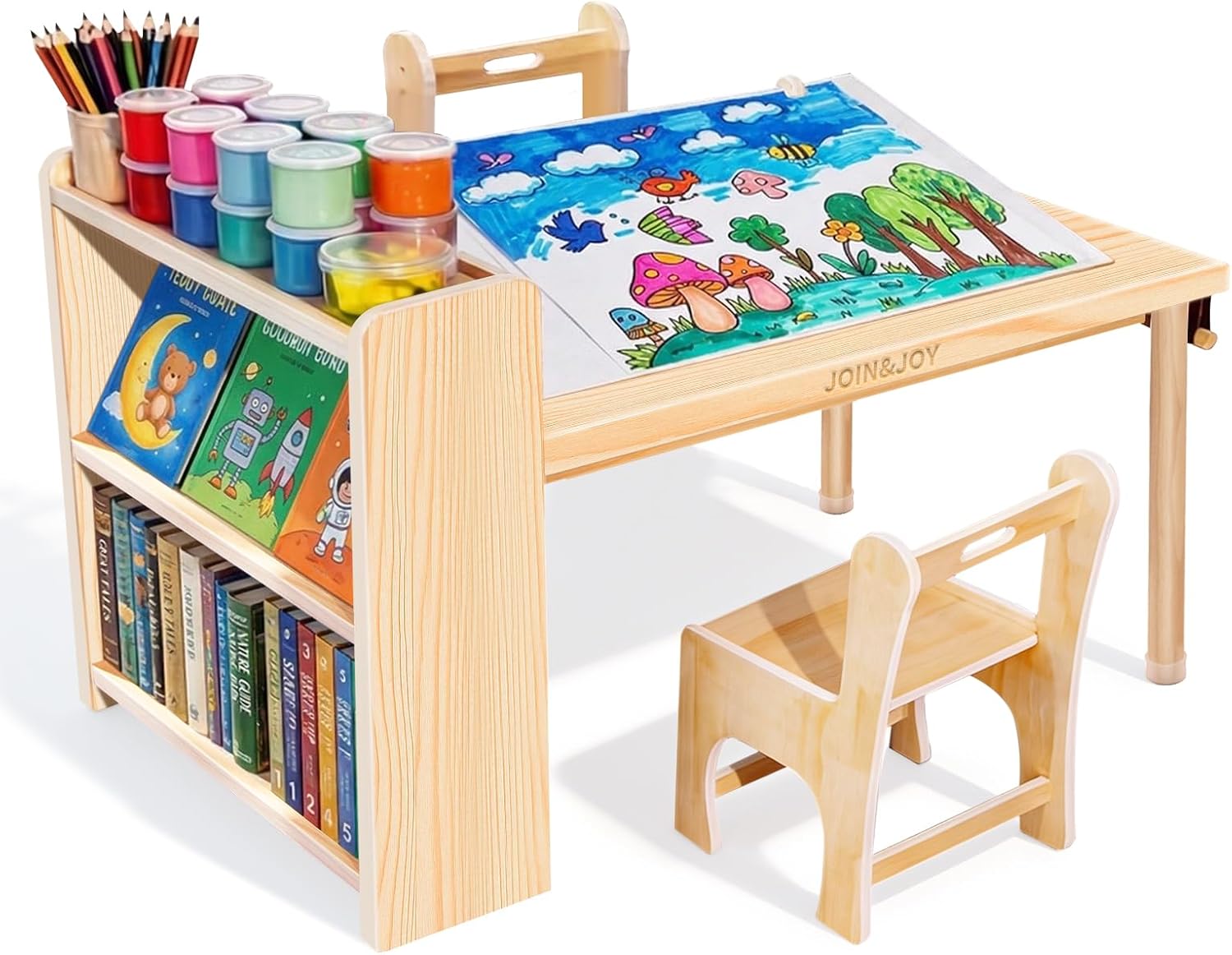 Houten kinderkunsttafel met 2  - Art Craft Toddler recensie en prijs