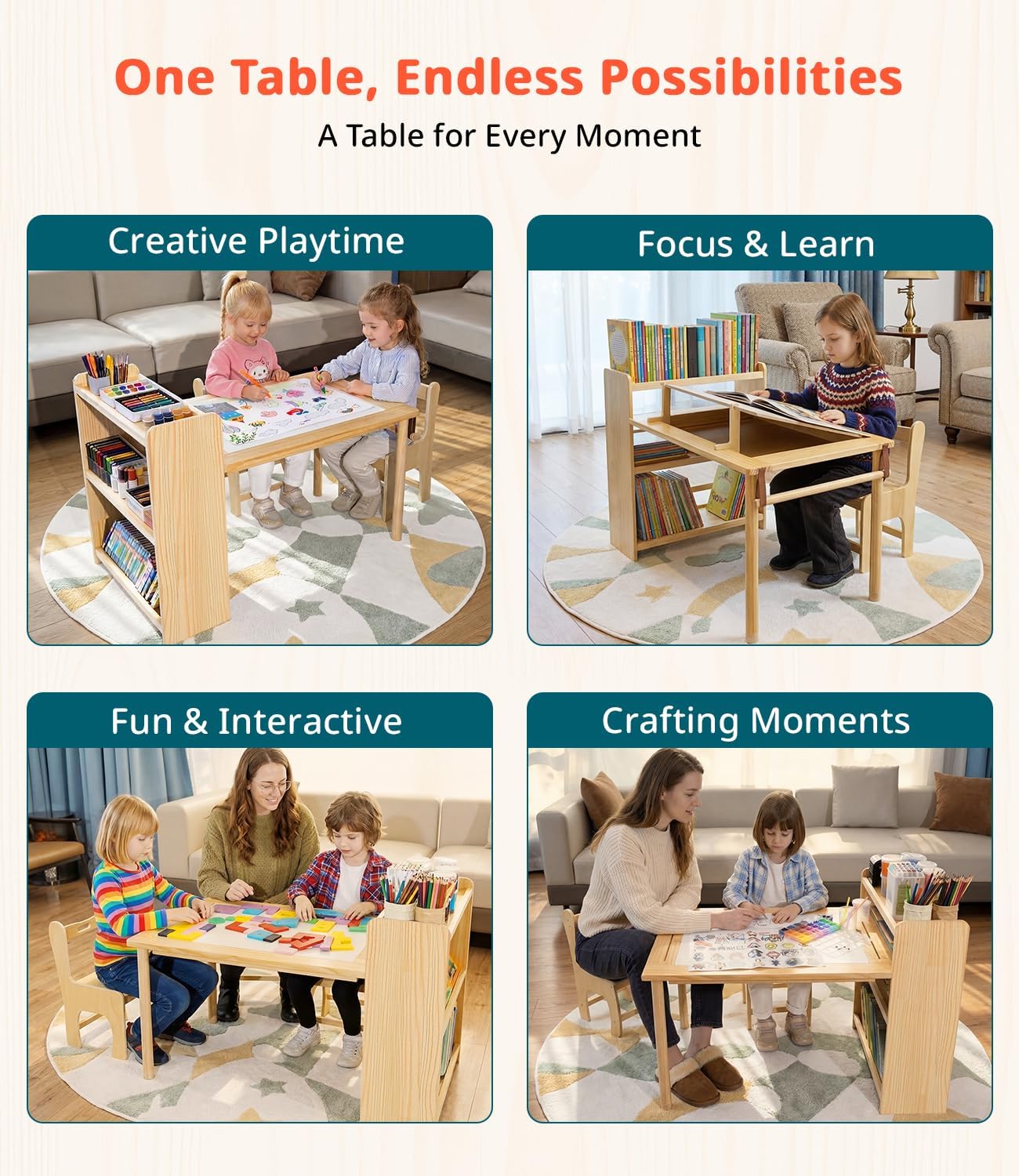 Houten kinderkunsttafel met 2  - Art Craft Toddler recensie en prijs