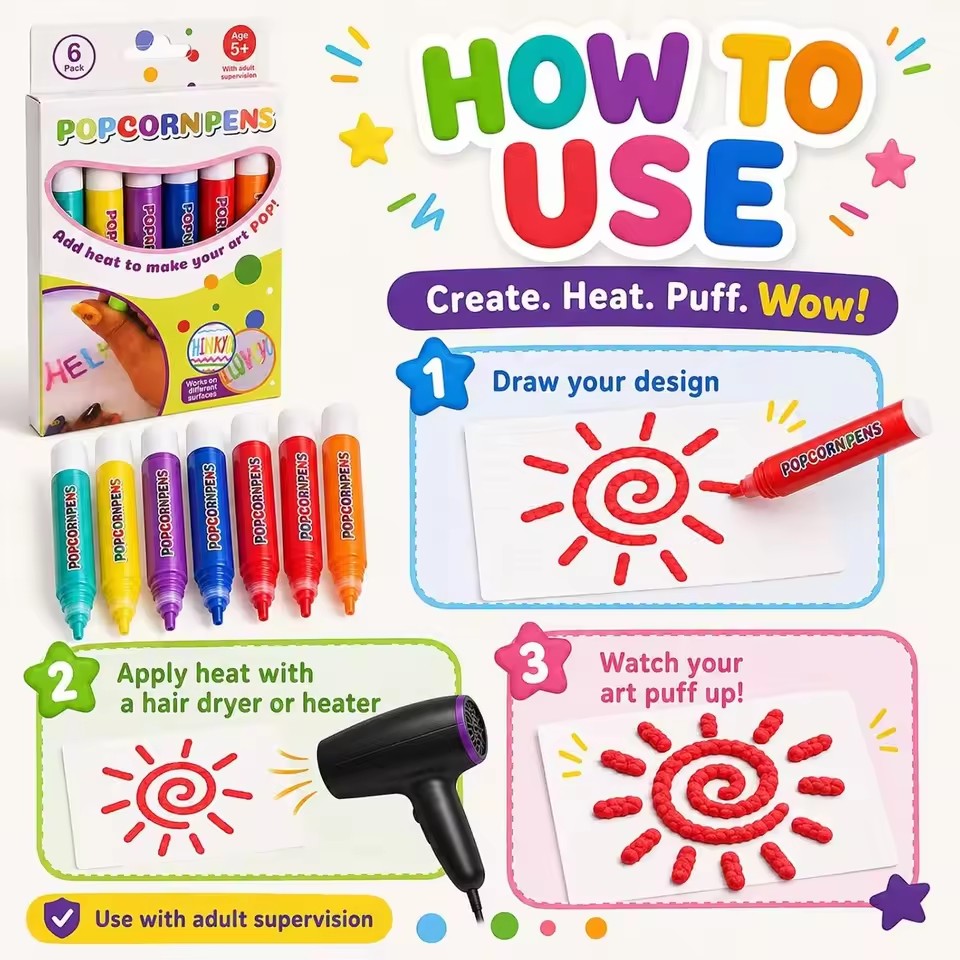 Puffy Popcorn Pen Set, soepele - Art Craft Easy recensie en prijs