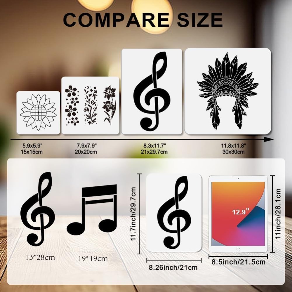 9 stuks muzieknoten stencil mu - Art Craft Template recensie en prijs